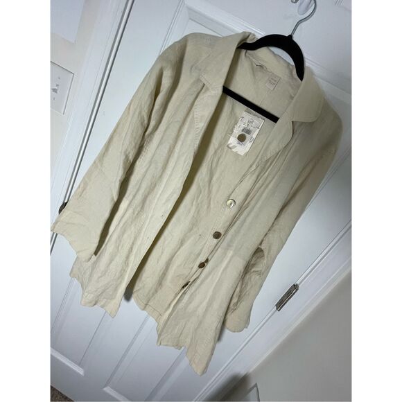 J. Jill women’s linen jacket size large tan NWT - Picture 1 of 7
